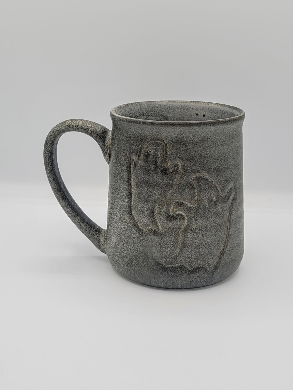 Cobwebs & Cauldrons Ghost Mug Gray Stoneware Halloween Coffee Cup 4"